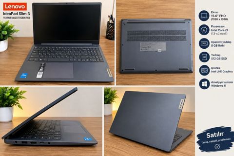 Yeni Lenovo IdeaPad, 15.6 Intel Core i3, 512 GB — Bakı