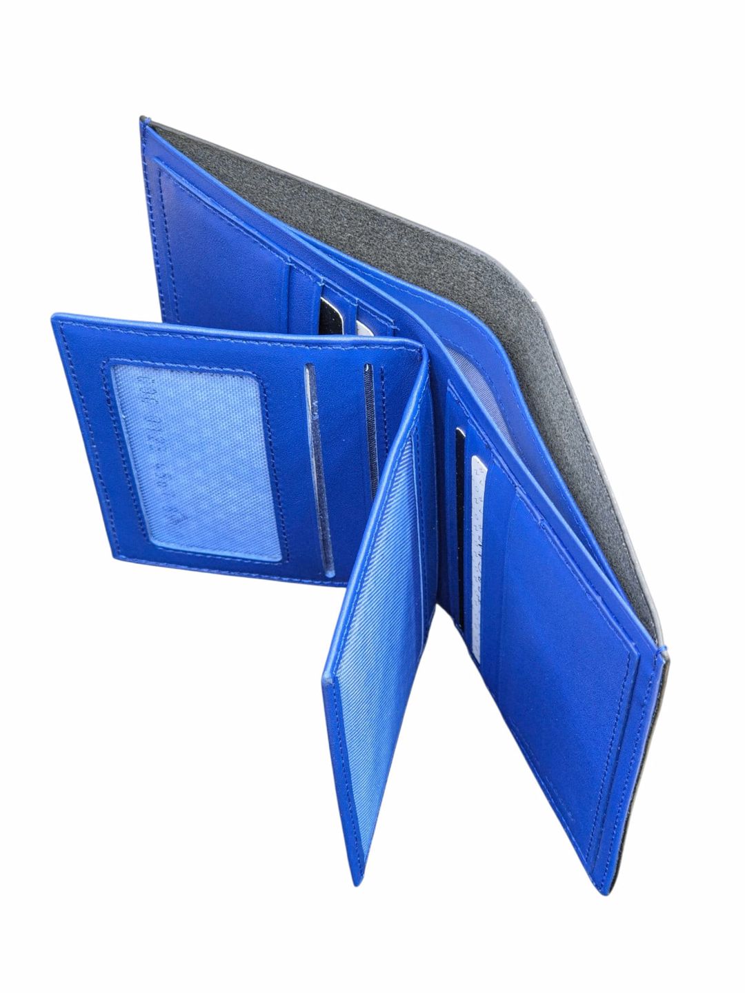 Pul kisəsi təbii dəri, unisex, 16 kart bölməsi, 11.5x9.5x2 sm, Türkiyə istehsalı, qara-mavi - Tergan_1672_Black-Blue — Mallar, Bakı (2)