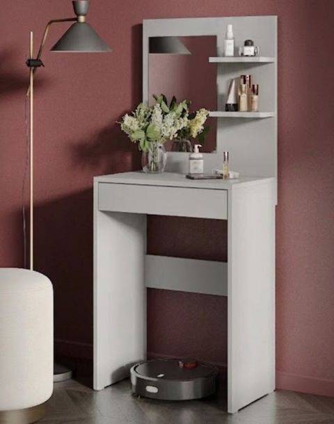 Makiyaj masası güzgülü MB3, laminat, boz, 130x55x35 sm — Bakı