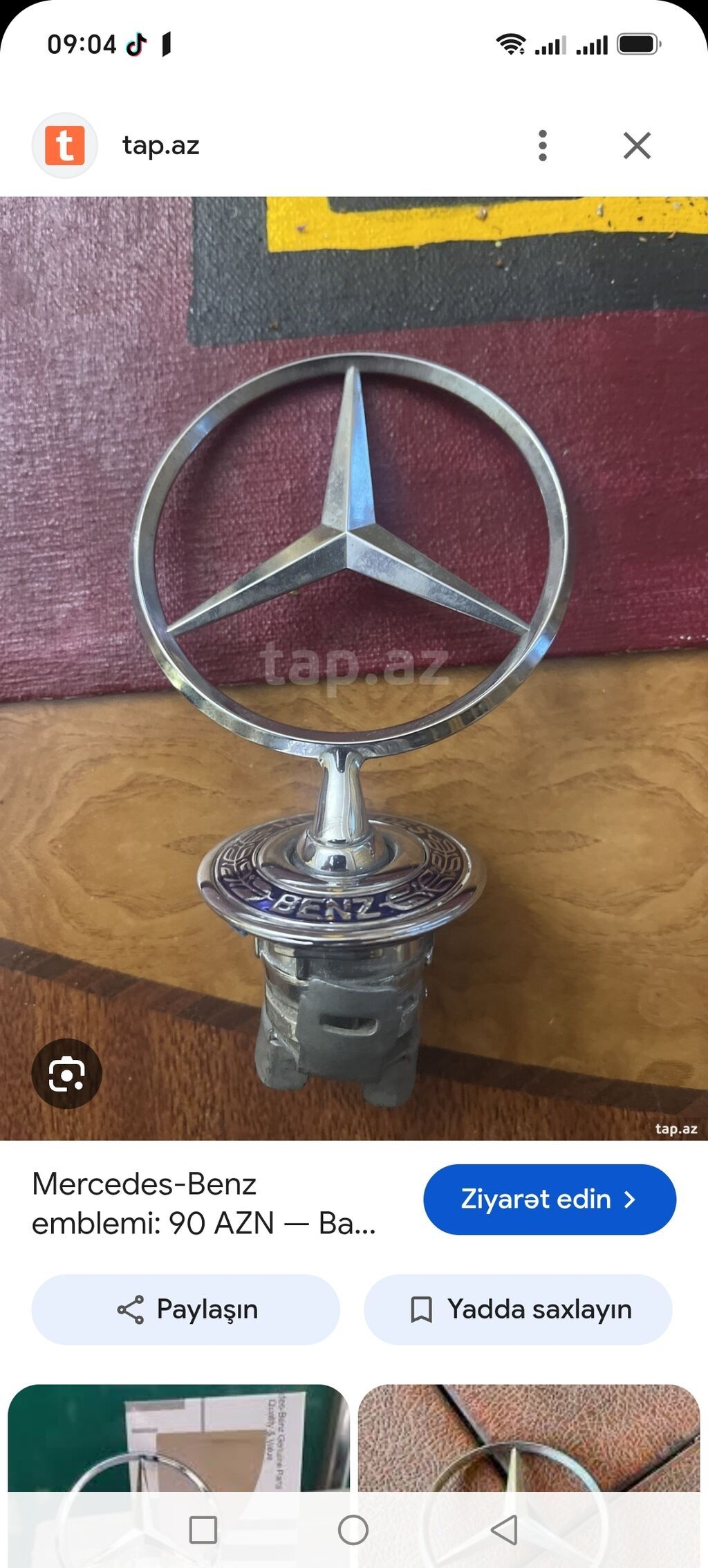 Məhsul: Mercedes‑Benz kapot emblemi (uclarla ulduz loqo) Təsvir — Digər, Bakı (2)