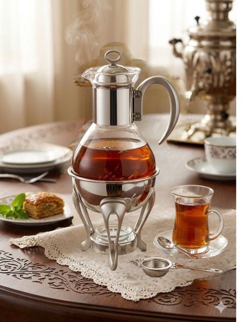 Dəmləmə çaydanı 5401, şüşə, gümüşü, 1500 ml — Bakı