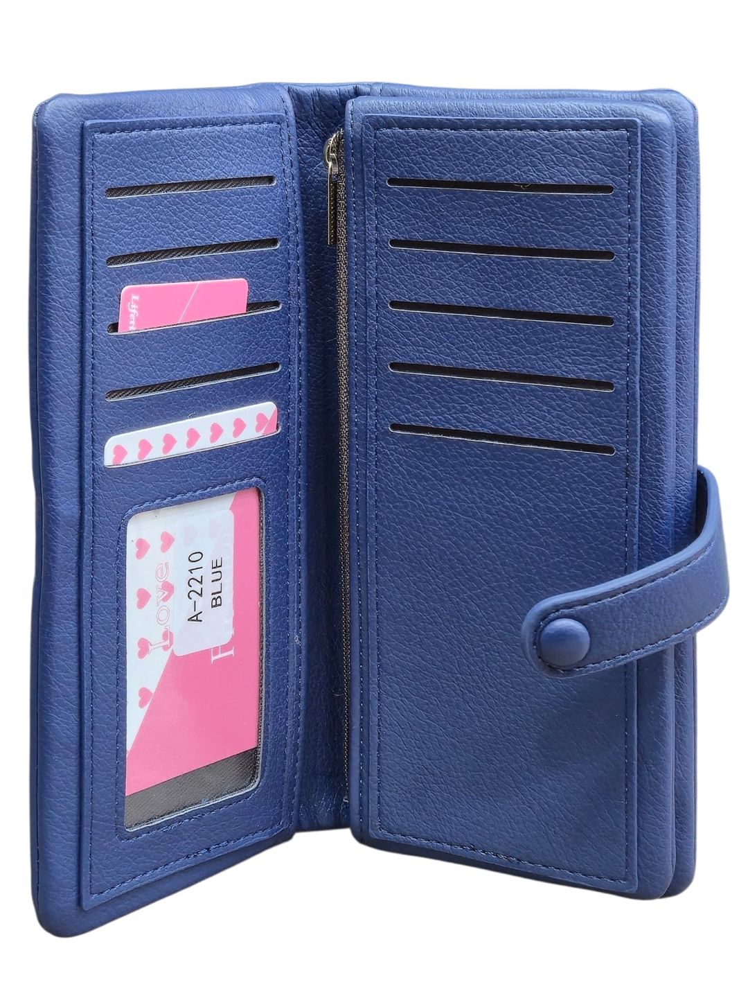 Qadınlar üçün pulqabı, poliuretan, göy, 19sm x 8.5sm, 10 kart bölməsi, Çin istehsalı - LoveandFreedom_A-2210_Blue — Mallar, Bakı (2)