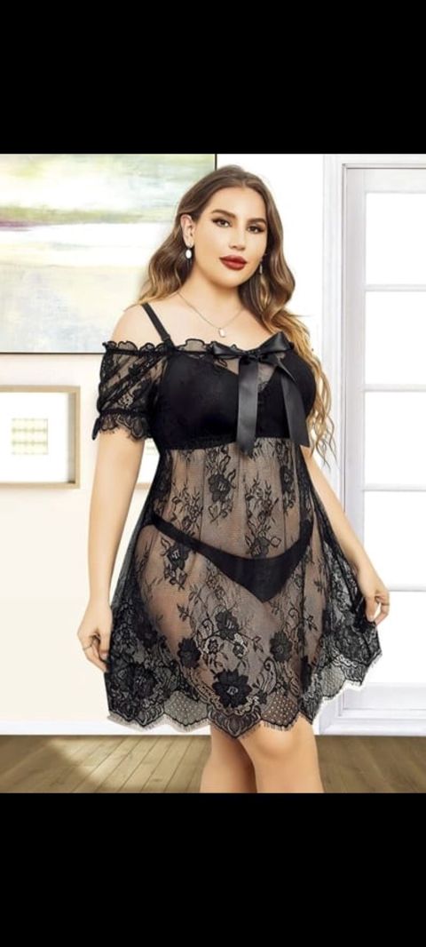 Kod:j.e-206822 olcu 2.3.4 xlQara krujeva gecə geyimi dəsti - Model — Bakı