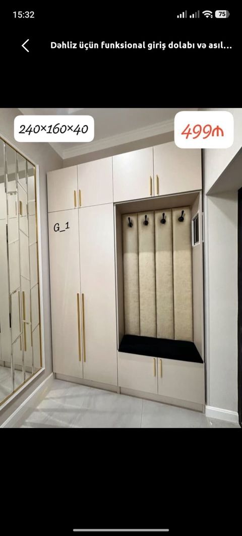 Yeni, 2 qapılı, Ağ, Açılan, Düz dolab — Digah