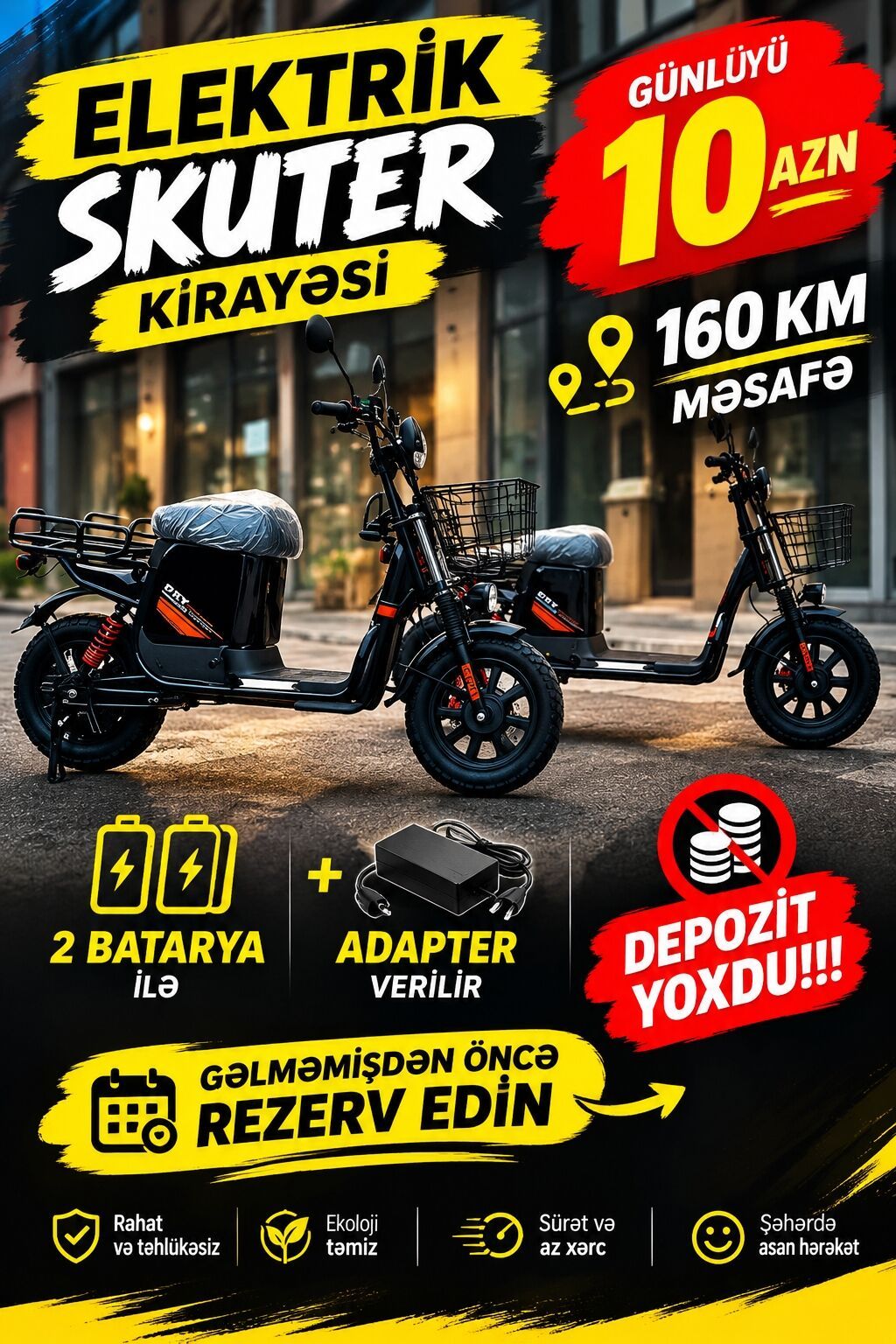 Elektrik skuter kirayəsi depozit yoxdu rezervasiya mütləqdi 2 — Motosiklet və moped icarəsi, Bakı