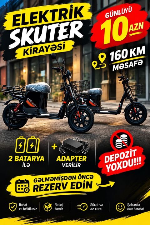 Elektrik skuter kirayəsi depozit yoxdu rezervasiya mütləqdi 2 — Bakı