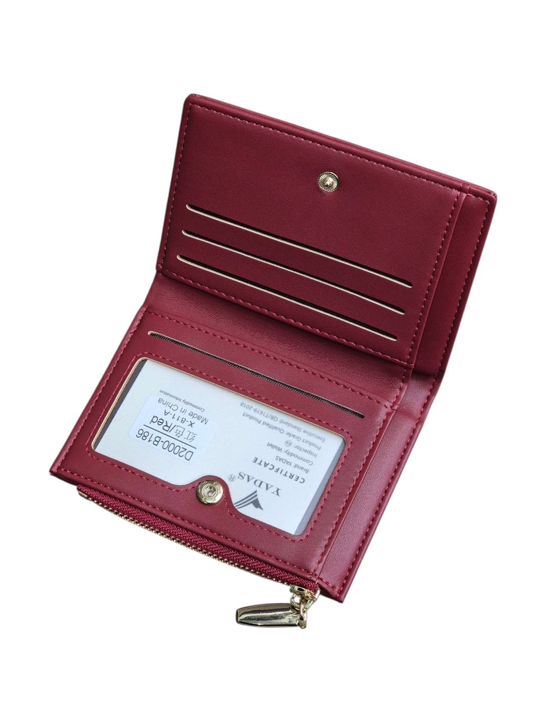 Qadınlar üçün pul kisəsi, poliuretan, 6 kart bölməsi, 9x12 sm, Çin istehsalı, qırmızı - Yadas_D2000-B186_Red — Mallar, Bakı (3)