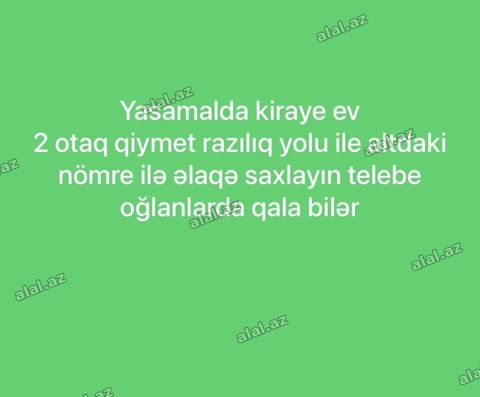Yasamalda kirayə ev. - 2 otaqlı mənzil - Qiymət razılaşma yolu ilə — Bakı