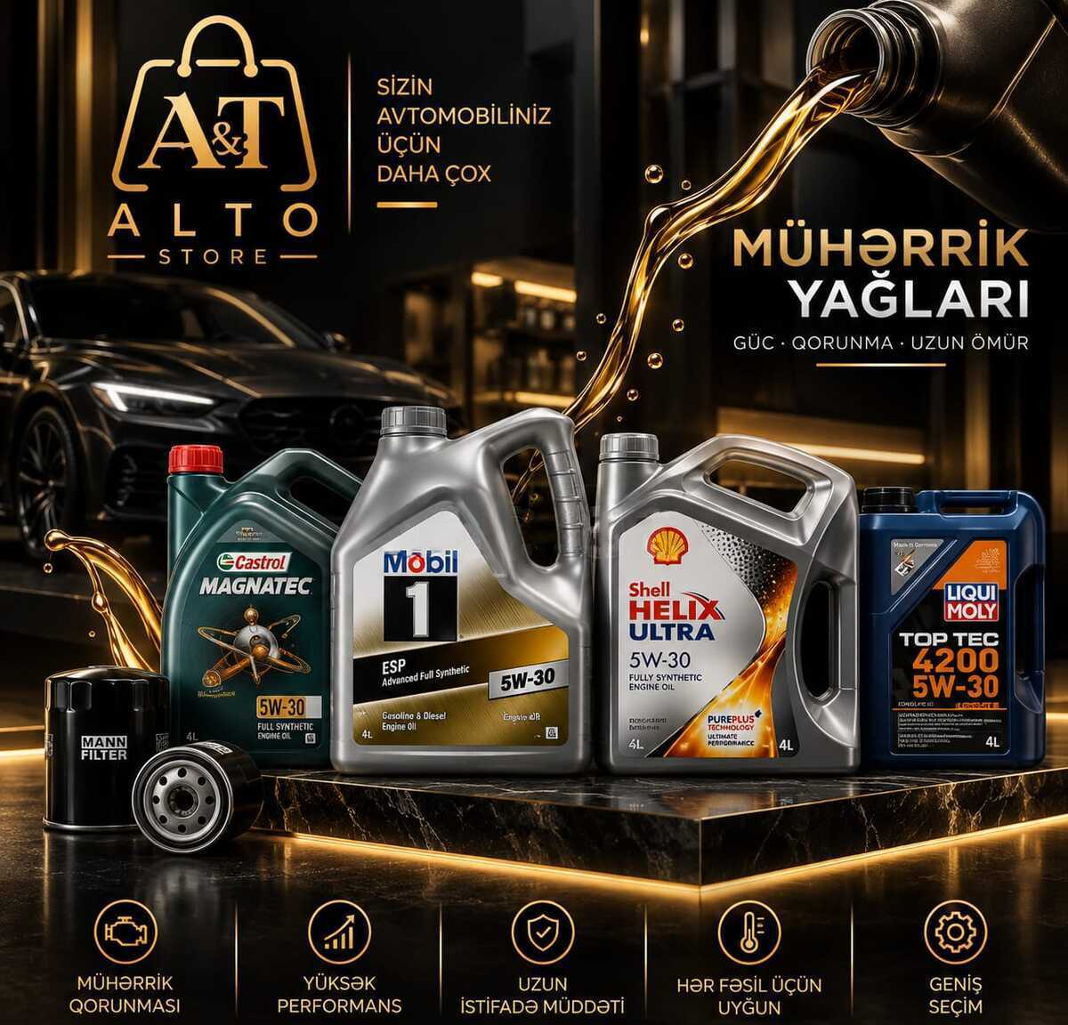 Mühərrik yağı Castrol Mobil 1 Shell Liqui Moly 5W-30 — Bakı