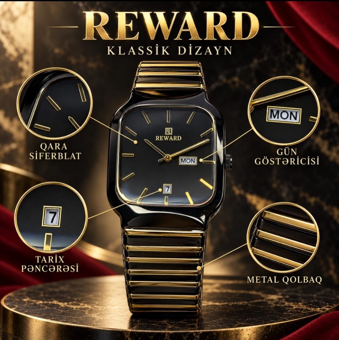 Qol saatı Reward, qara/qızılı — Mallar, Bakı