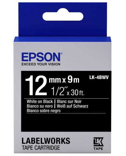 Lent kartric Epson Tape - LK4BWV Vivid White/Black 12/9 C53S654009 — Printerləri, Bakı