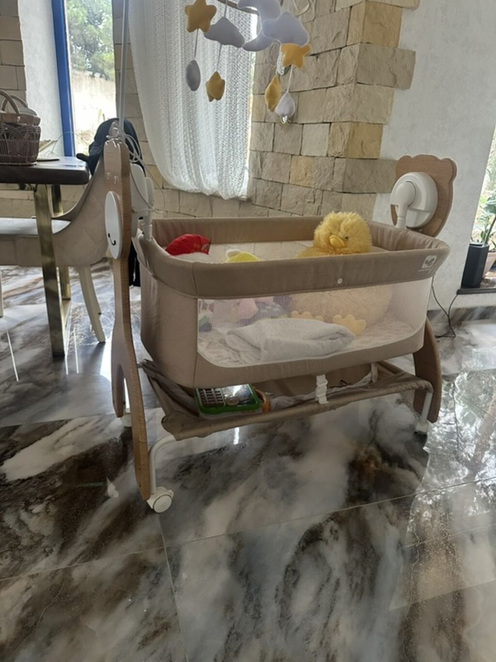 Uşaq beşiyi və yelləncək funksiyalı beşik seti - Rəng: bej/krem — Bəşikləri, Digah (2)