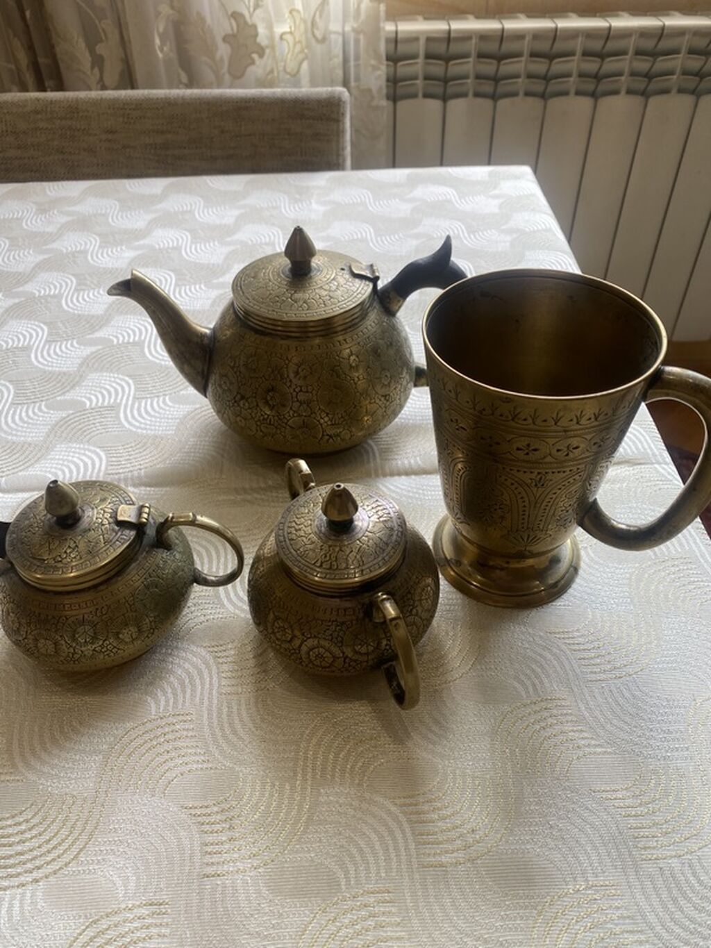Çay dəsti, rəng - Qızılı, Metal, 4 nəfərlik — Süfrə qabı, Bakı