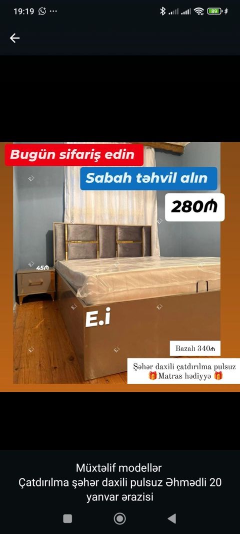 Yataq dəsti – zərif başlıq dizaynı və praktik bazalı variant - Ölçü — Bakı