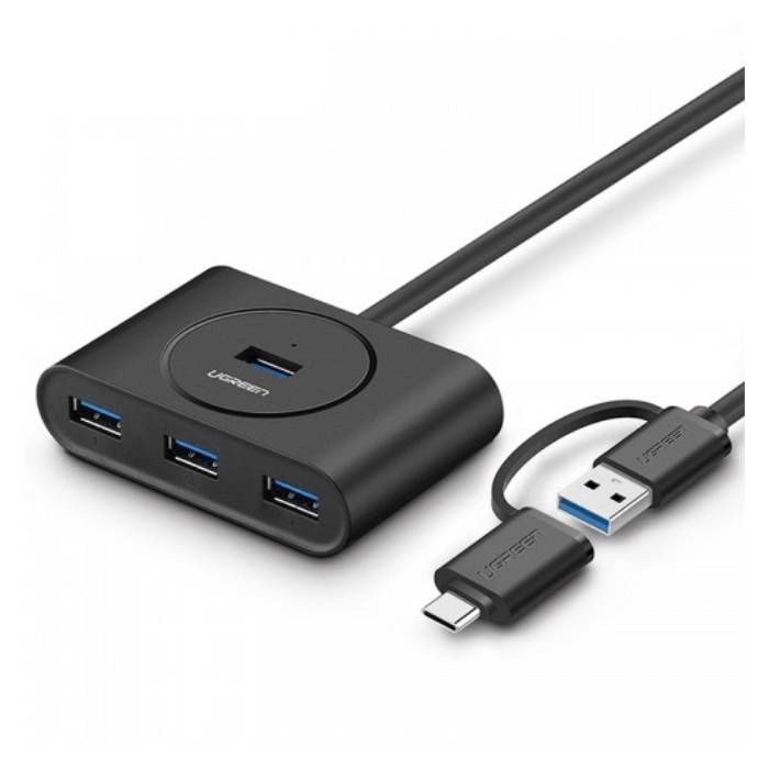 40850 Ugreen USB 3.0 Hub with Usb-c Port 1m (Black) CR113 — Kompüterlər və noutbuklar, Bakı