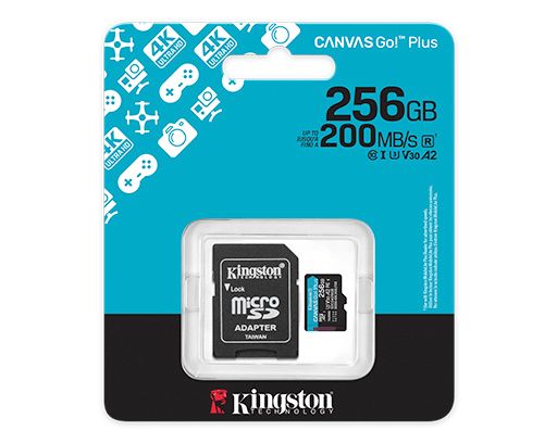 MicroSD kart - Kingston 256GB microSDXC Canvas Go Plus Gen4 R:200/W:160 Uhs-ı Class 10 V30 U3 A2 + adapter SDCG4/256GB — Kompüterlər və noutbuklar, Bakı (2)