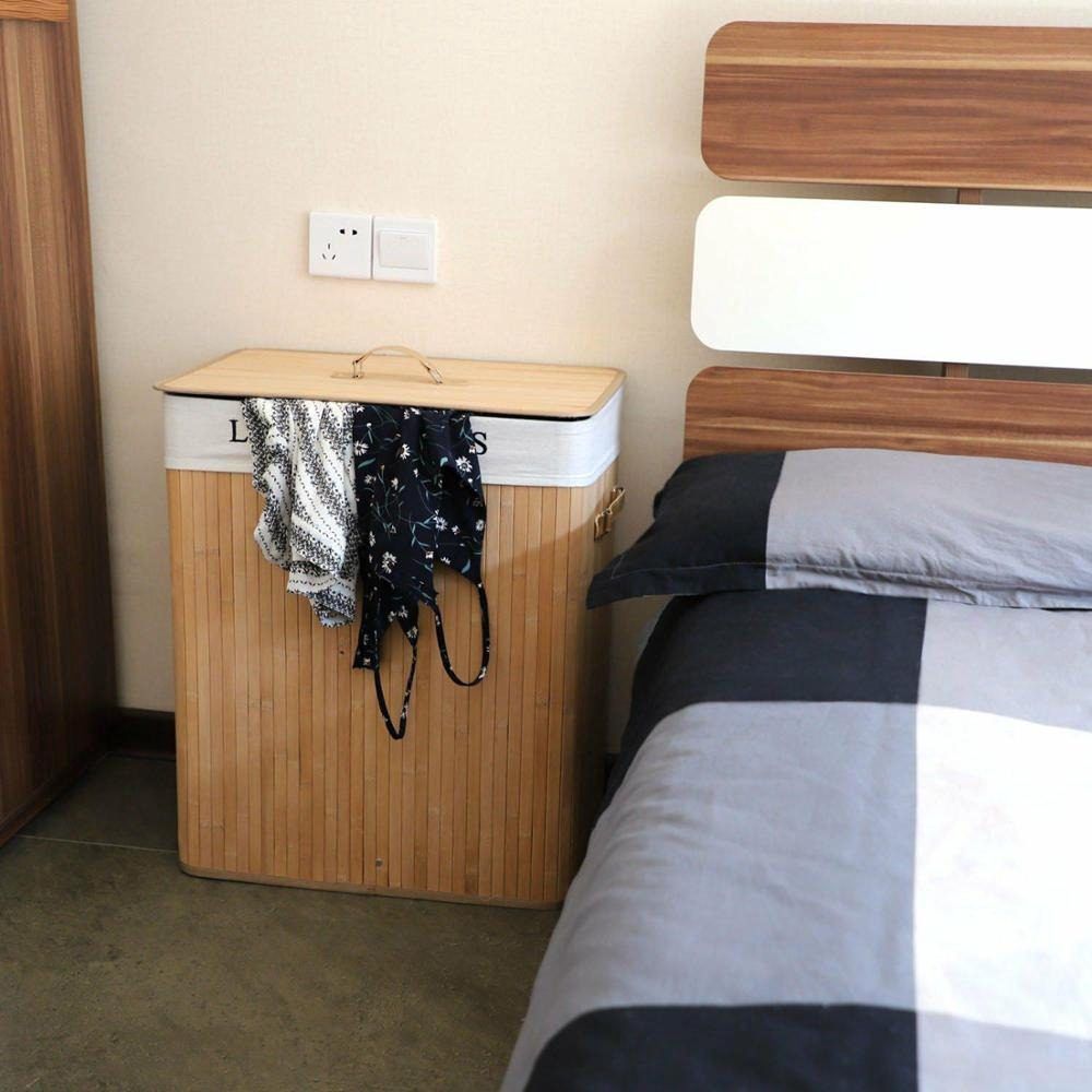 Qapaqlı 2 bölməli bambuk çamaşır səbəti (kod: qrh22112-25) — Şeylər saxlanması, Bakı (2)
