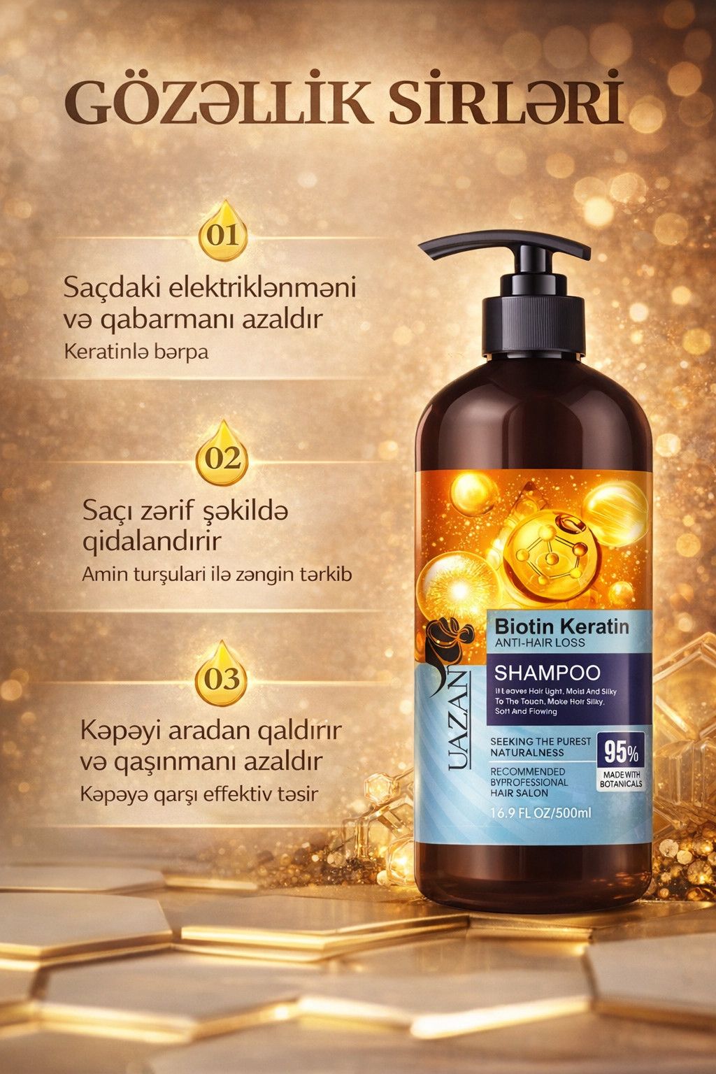 Saçlar üçün şampun Biotin Keratin 500 ml — Mallar, Bakı (2)