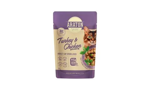Araton Sterilised Adult Cats All Breed with Turkey and Chicken 85 g — 2.1 ₼ · Bakı · Mallar Araton Sterilised Adult Cats All Breed with Turkey and Chicken 85 g — Bakı