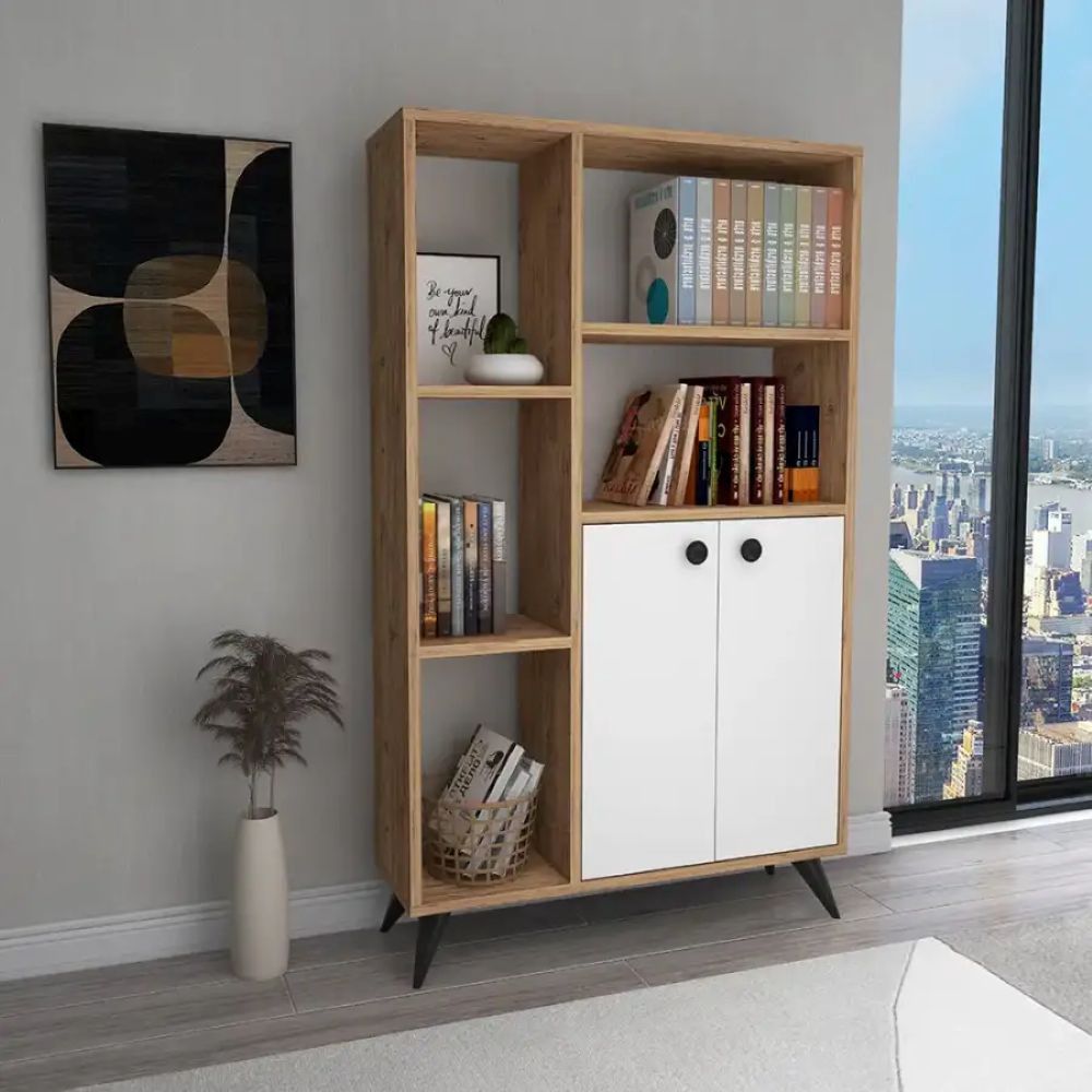 Kitablar üçün şkaf SO011, qəhvəyi, laminat, 135.6х80х25 sm — Şkaflar, Bakı (2)