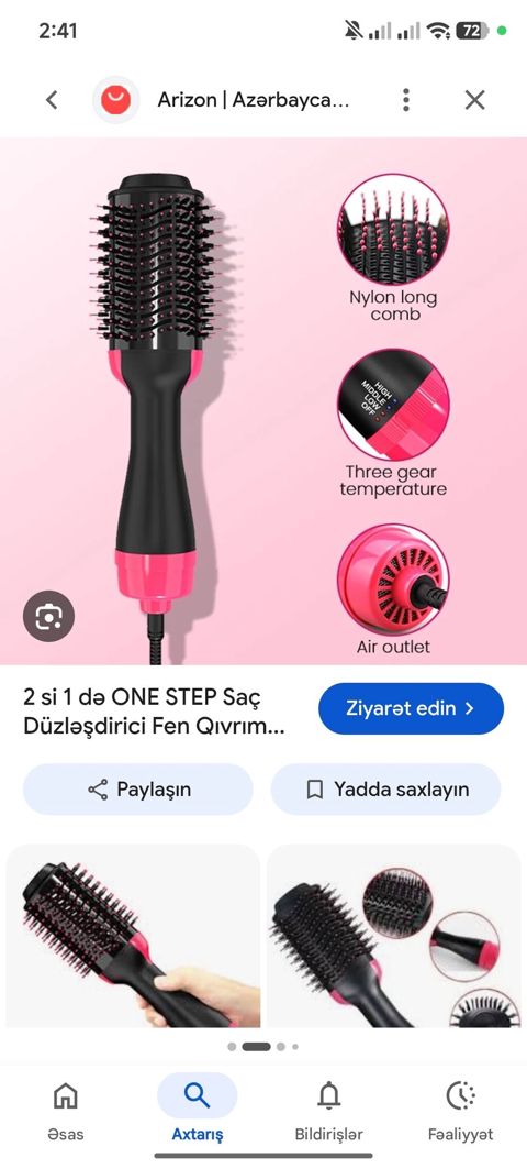 2-si-1-də One Step saç formalaşdırıcı fırça-fen Xüsusiyyətlər: - 2 — Feride Memmedova