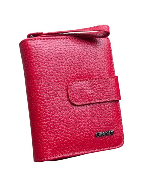 Qadınlar üçün pulqabı, təbii dəridən, qırmızı, 6 kart bölməsi, 11.5x9.5 sm, Türkiyə istehsalı - Grande_2824_Red — Bakı