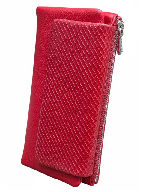 Qadınlar üçün poliuretan pulqabı, qırmızı, maqnit kilidli, 10 kart bölməsi, 18.5×9.5 sm, Çin istehsalı - Saralyn_0575_Red — Bakı