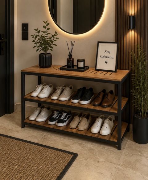 Ayaqqabı üçün rəf 3501, taxta/dəmir, 67x46x26 sm — Bakı