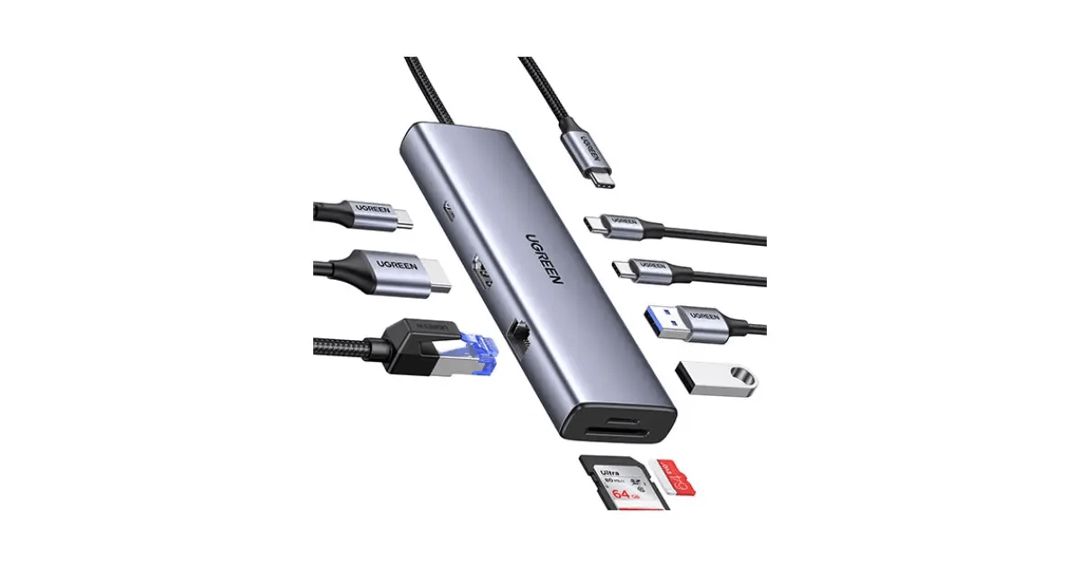 15375 Ugreen 9 -in-1 Usb-c Multifunction Adapter Type-C to 2*USB 3.0 2*USB-C 4K/60Hz HDMI Gigabit Ethernet SD TF CM498 — Kompüterlər və noutbuklar, Bakı