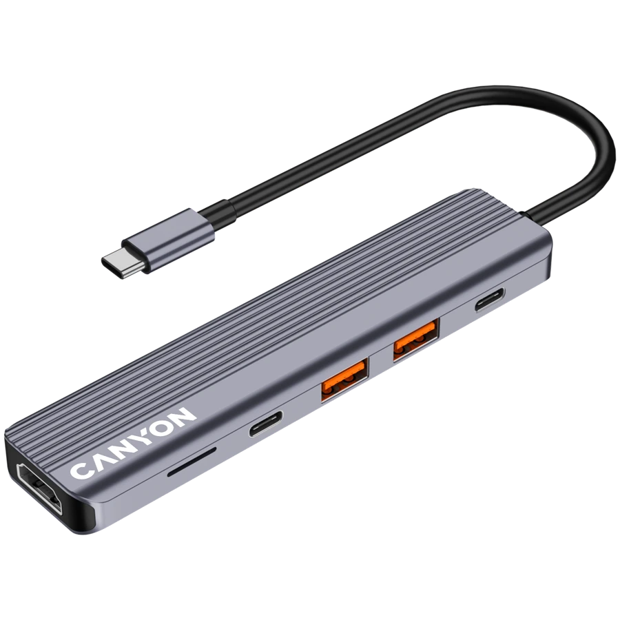 Multiport adapter Canyon 6-in-1 Usb-c, Boz — Smartfon aksesuarları, Bakı (3)