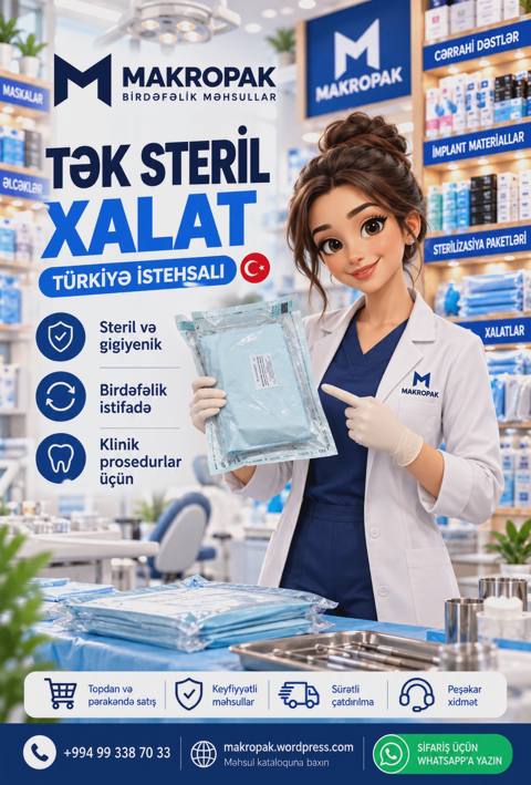 Steril birdəfəlik tibbi xalat
