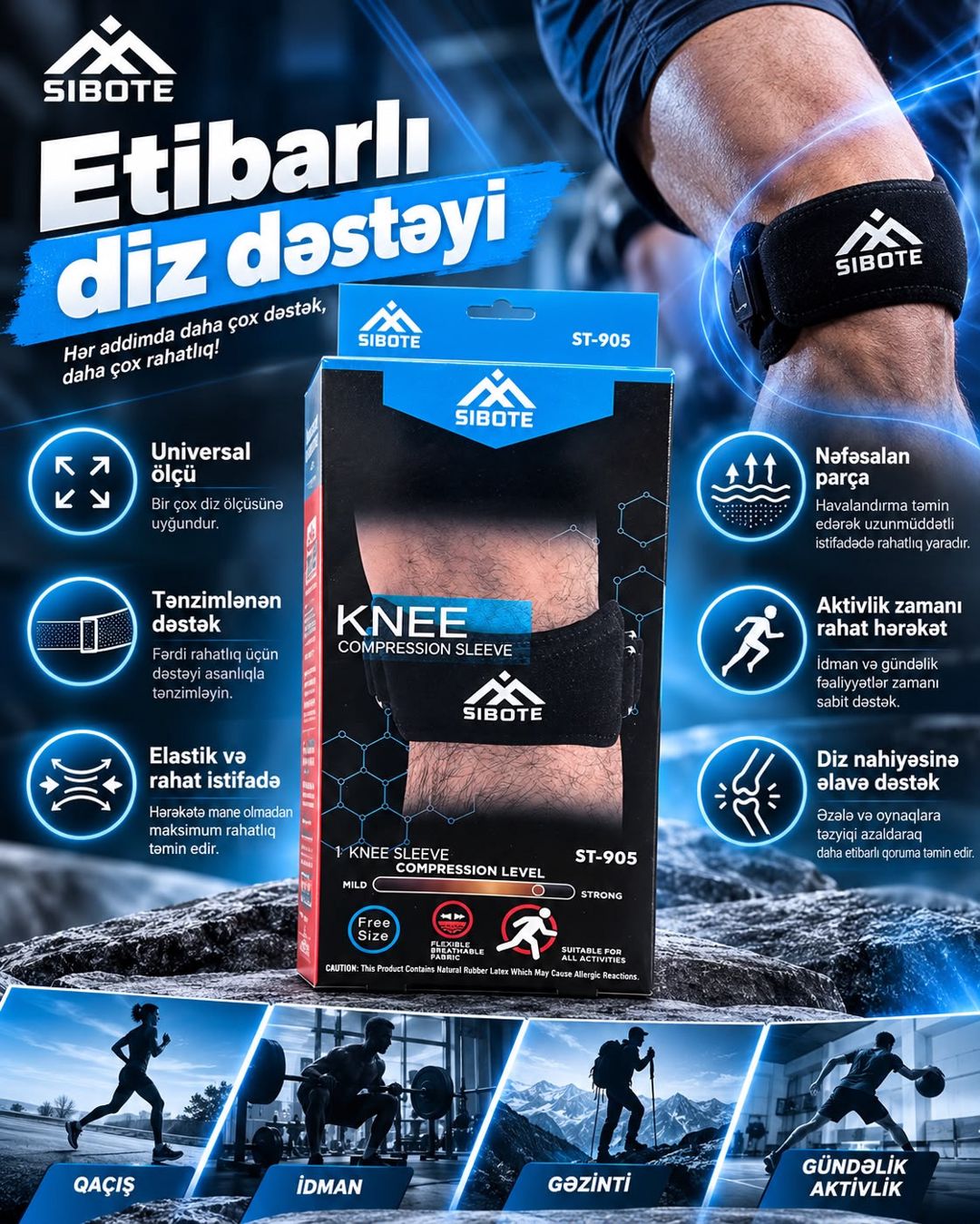 Diz qoruyucusu, qoruyucu dizlik, kişi, qara, ölçü One size — Mallar, Bakı