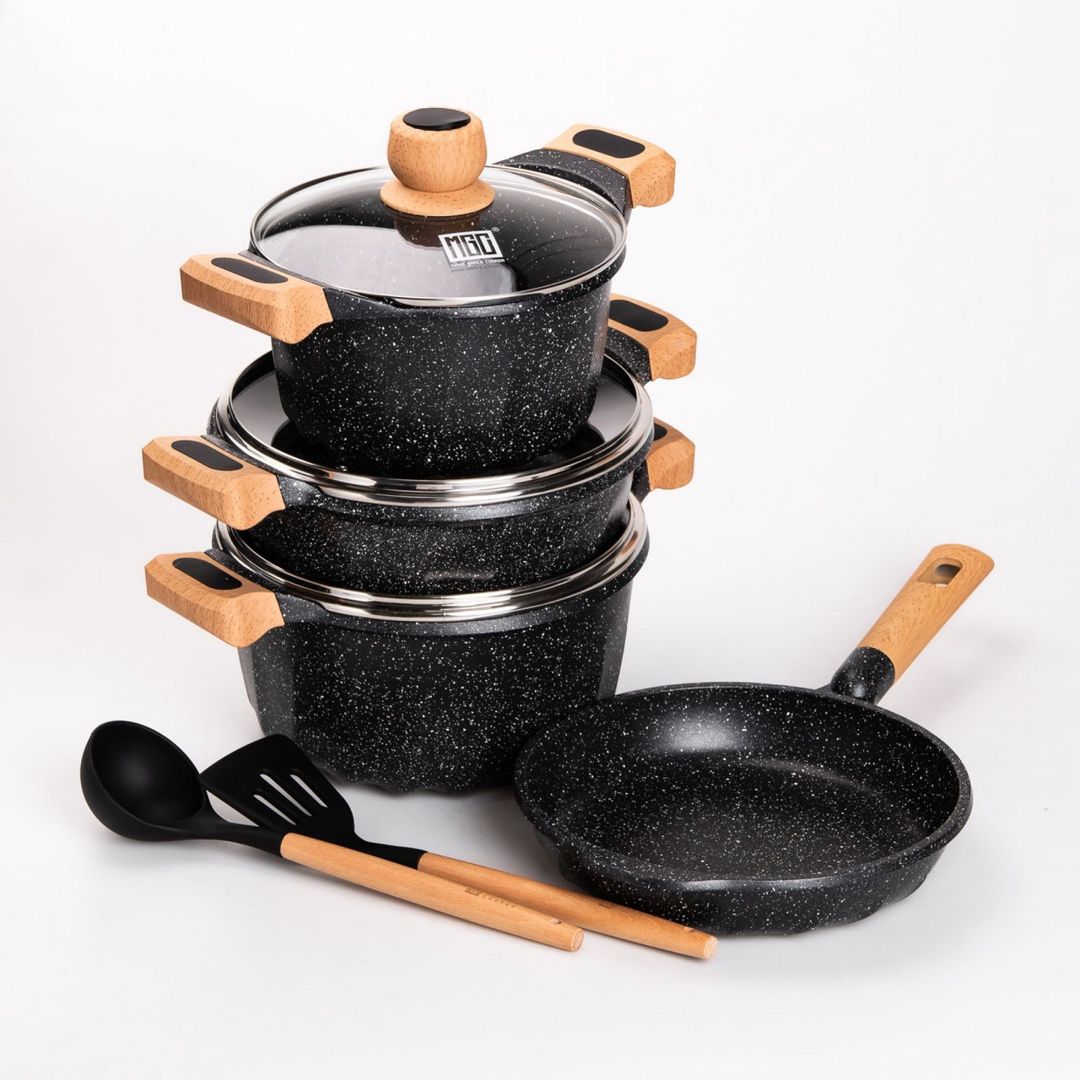 Qab-qacaq dəsti MGC, qranit, qara, 6 parça — Mallar, Bakı (2)