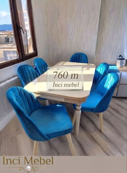 Qonaq otağı üçün, Yeni, Açılan, Dördbucaq masa, 6 stul — Bakı