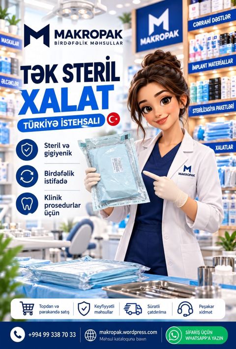 TƏK Steril Xalat — Türkiyə İstehsalı Klinikalarda, stomatoloji — Masazır