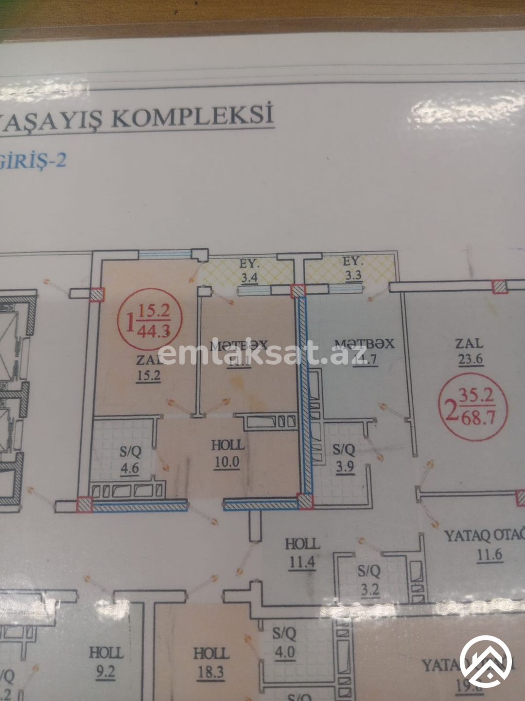 Satılır 1 otaq yeni tikili 44.3 m², İnşaatçılar metrosu — Mənzil, Bakı (2)