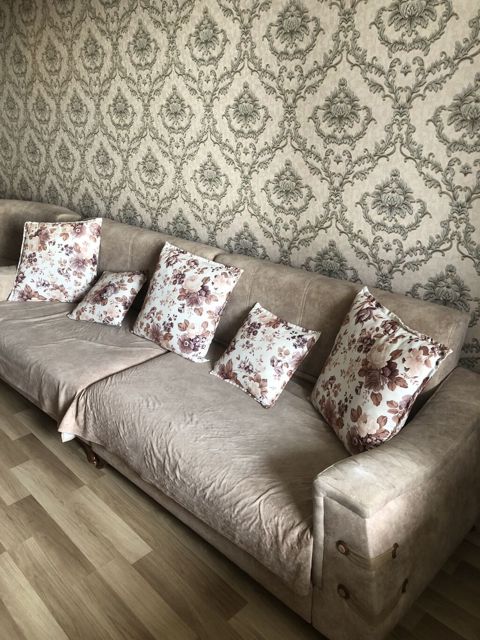 Bej rəngli yumşaq künc divan dəsti - Material: yumşaq toxumalı, nubuk — Bakı