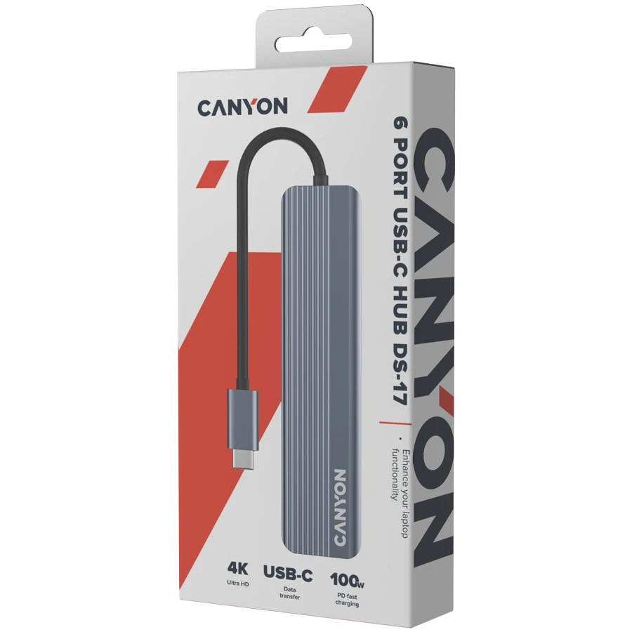 Multiport adapter Canyon 6-in-1 Usb-c, Boz — Smartfon aksesuarları, Bakı (7)