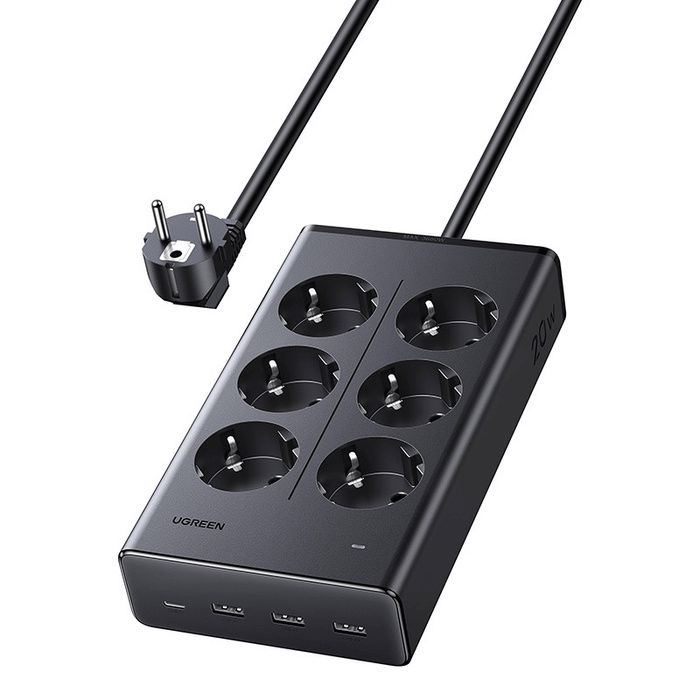 Uzadıcı Udlinitel 75141 Ugreen 20W 6-Outlet, USB, Type-C/ Power Strip S622 1.5m — Kompüterlər və noutbuklar, Bakı