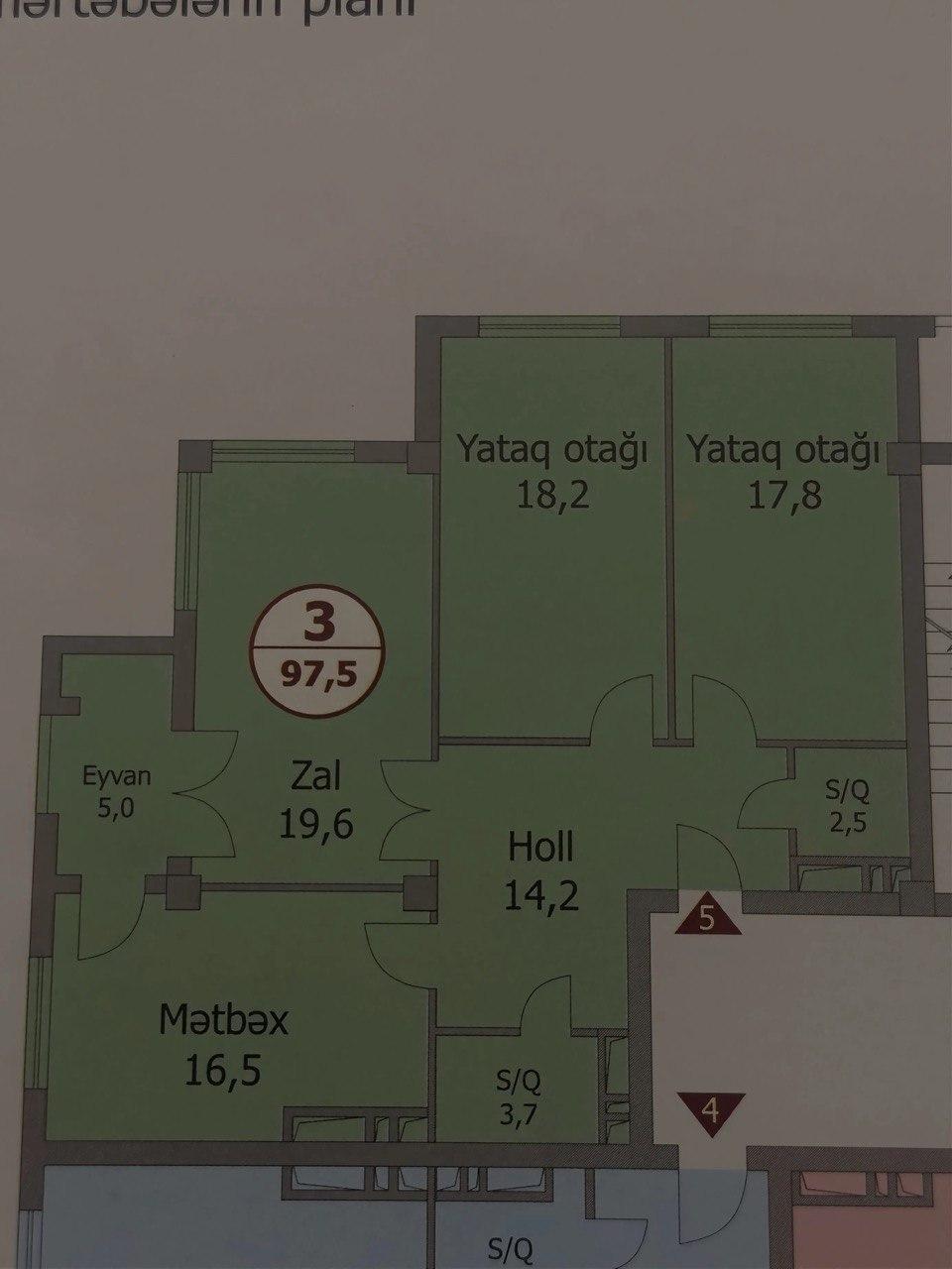 3 otaqlı mənzil, 97.5 m², Faiq Yusifov küç., 115 (Bina 5) (Araz 2011 A) — Mənzil, Bakı (4)