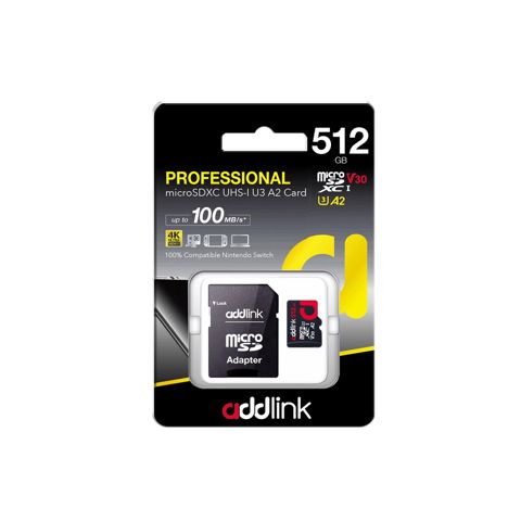 Yaddaş kartı Addlink 512GB MicroSD UHS1 V30 U3 A2 ad512GBMSXU32A — Bakı