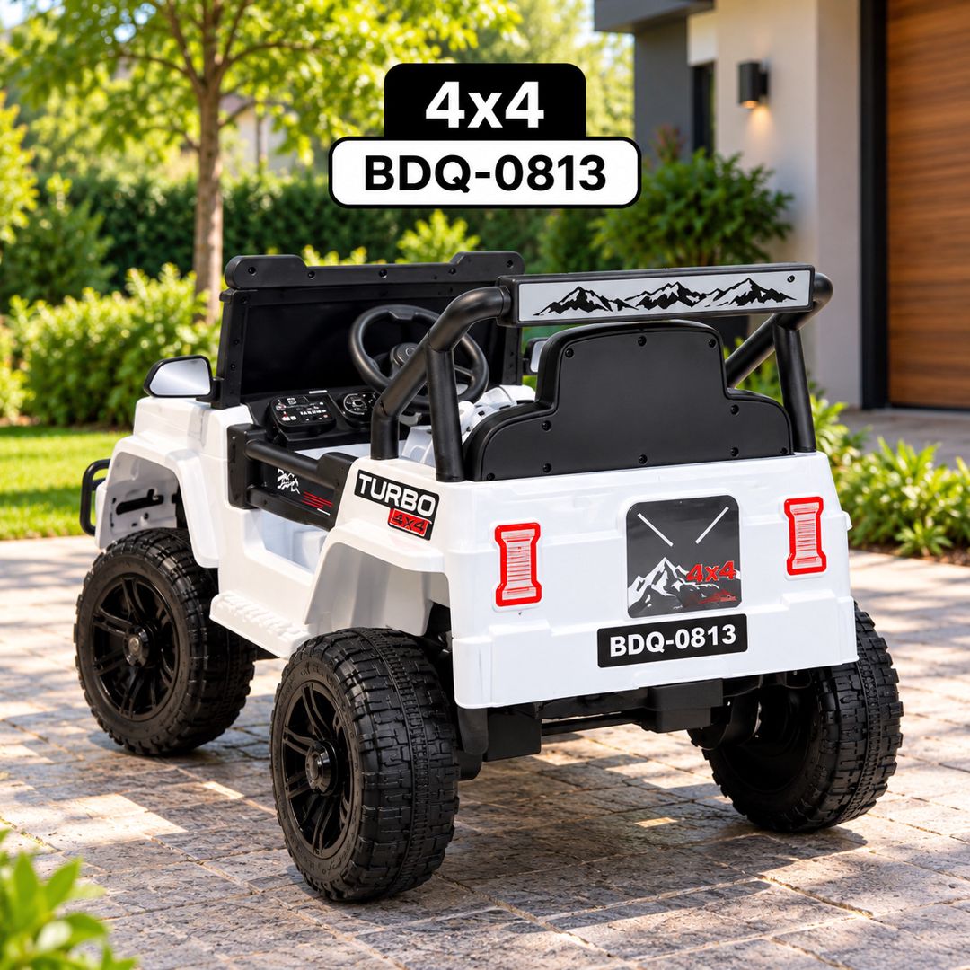Uşaq elektrik avtomobili BDQ-0813, 10 yaşa qədər, 1 yer, 15 km/s, ağ — Mallar, Bakı (2)