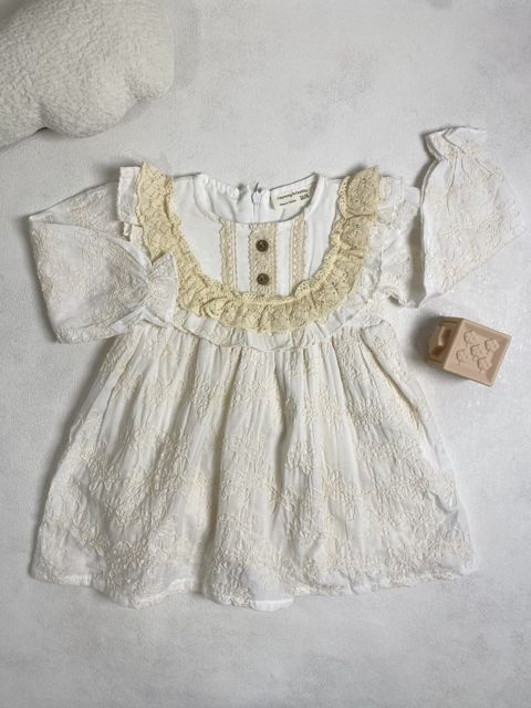 Qızlar üçün ziyafət donu 2794017, ağ, pambıq, ölçü 18-24 ay — Bakı