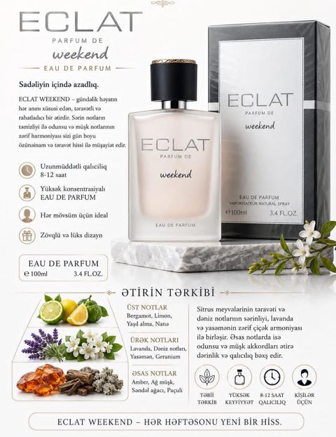 No Brand Eclat Weekend qadınlar üçün ətir suyu, 100 ml — Bakı