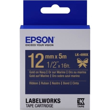 Lent kartric Epson Satin Ribbon – Navy/Gold 12mm(5m) – LK-4HKK C53S654002 — Printerləri, Bakı