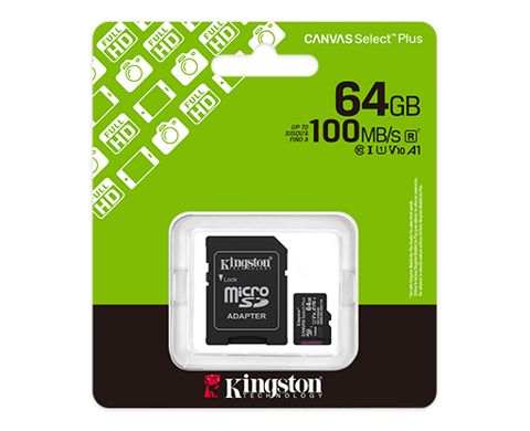 Kingston 64GB microSDXC Canvas Select Plus Gen3 100MB/s A1 Card + Adapter SDCS3/64GB — Bakı