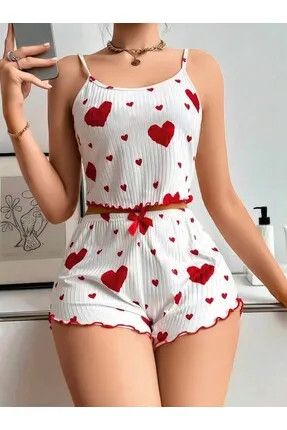 Qadınlar üçün şortlu pijama dəsti 939586969, ağ, pambıq, ölçü S/M — Mallar, Bakı