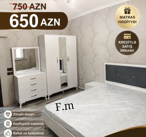 Yataq otağı mebel dəsti Tərkibi: - İki qapılı şkaf: ortada güzgülü — Bakı