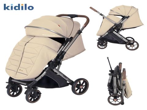 Uşaq arabası Kidilo BB-002514, tərsiyə çevrilən tutacaq, yüngül və asan qatlanan, rahat oturacaq, paslanmayan polad çərçivə, qara - BB-002514 — Bakı