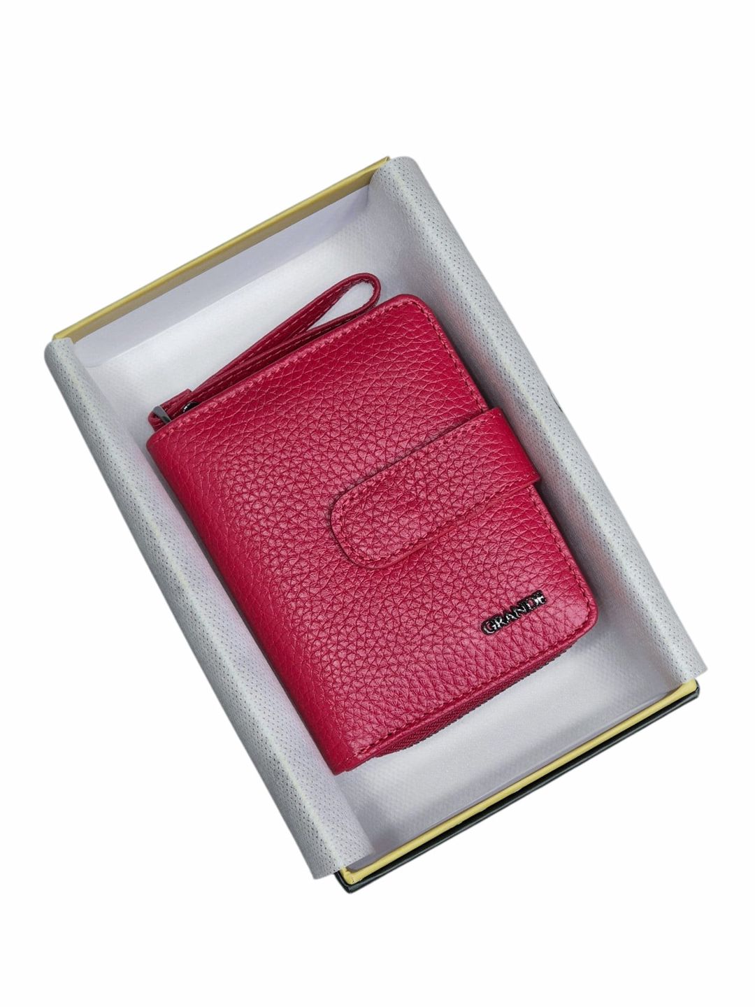 Qadınlar üçün pulqabı, təbii dəridən, qırmızı, 6 kart bölməsi, 11.5x9.5 sm, Türkiyə istehsalı - Grande_2824_Red — Mallar, Bakı (3)